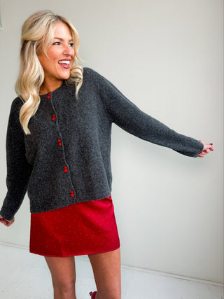 Lovie Heart - Shaped Buttons Knit Cardigan - Ardire Collection