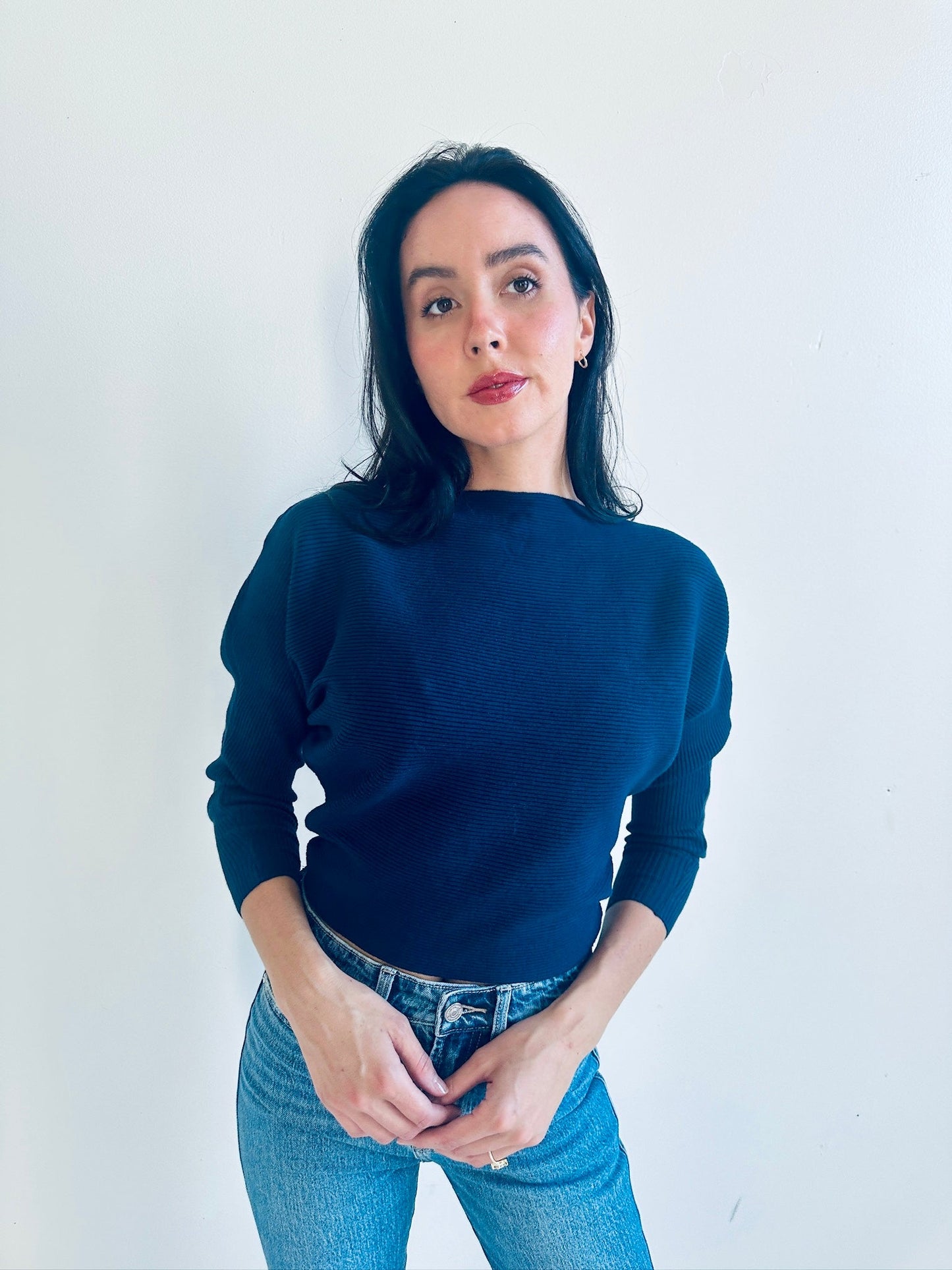 Off Shoulder Ribbed Knit Sweater - Final Sale - Ardire Collection