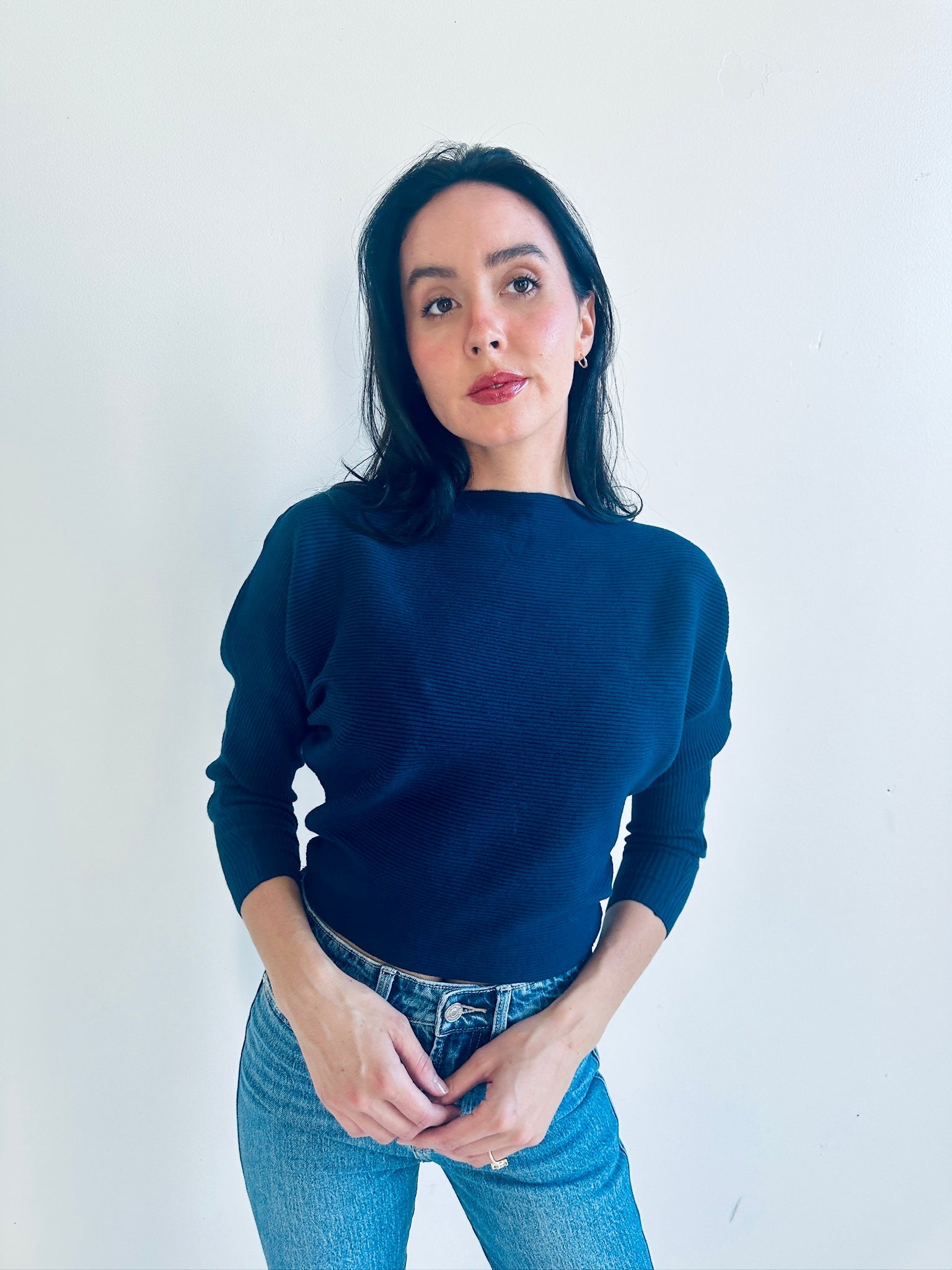 Off Shoulder Ribbed Knit Sweater - Final Sale - Ardire Collection