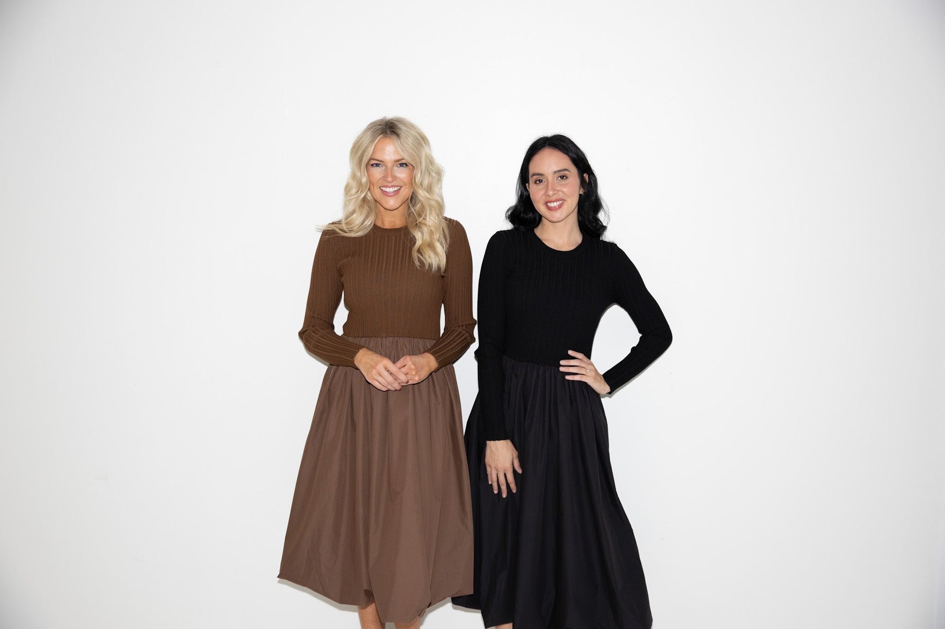 Ribbed Knit & Balloon Skirt Dress - Final Sale - Ardire Collection