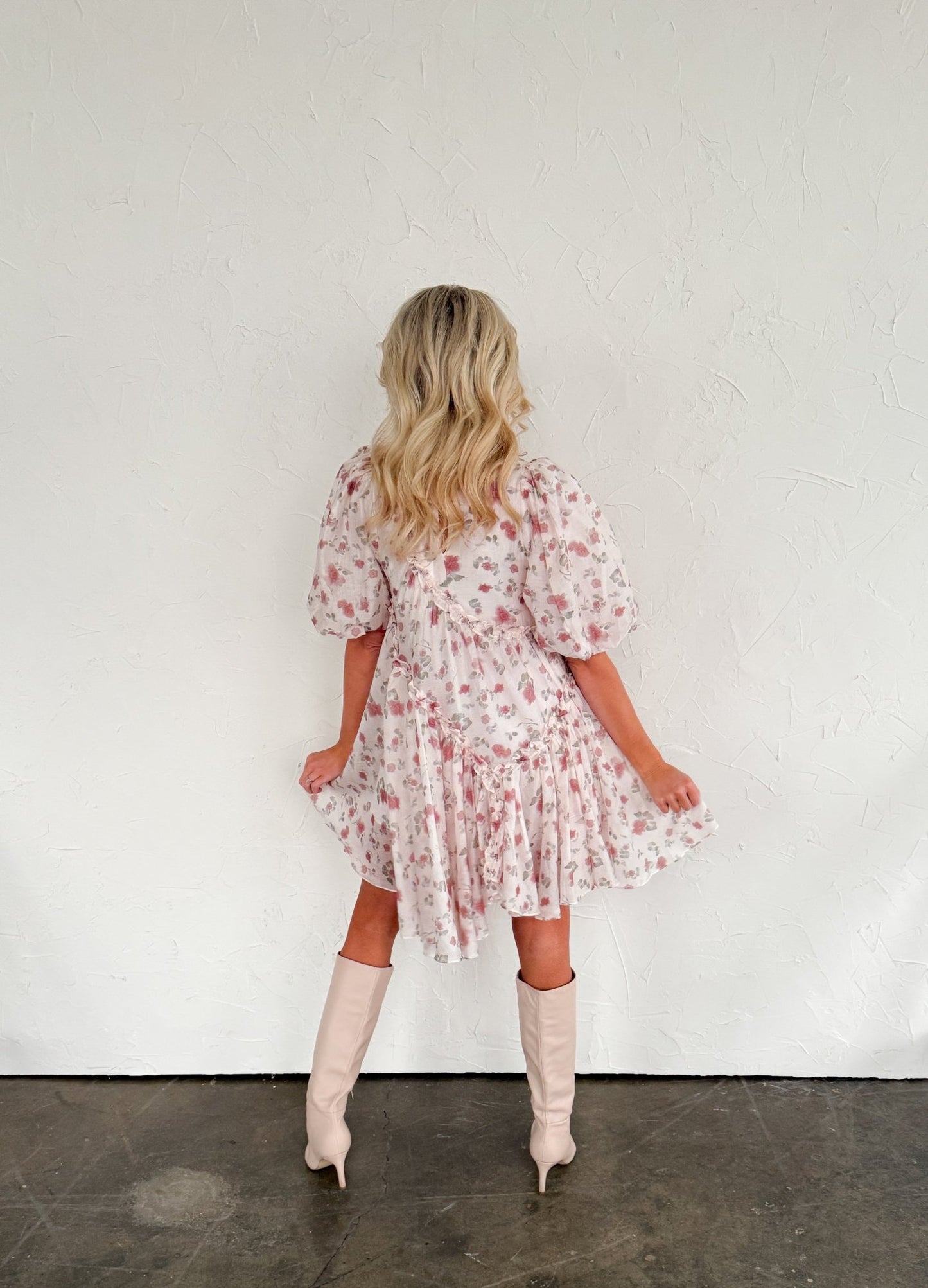 Romantic Floral Ruffle Mini Dress - Ardire Collection
