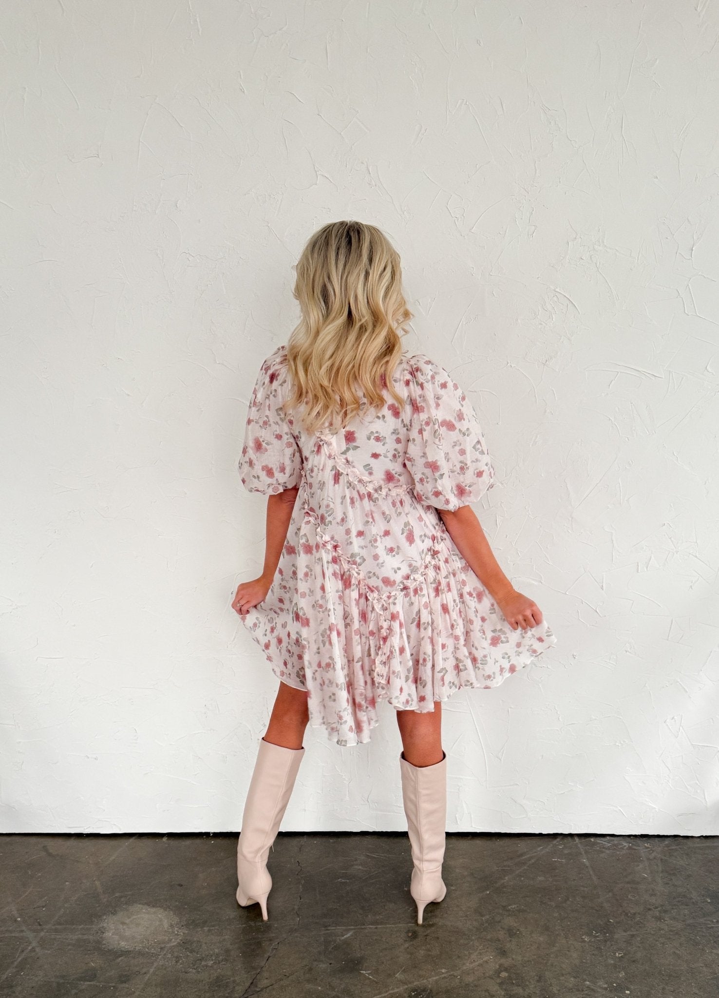 Romantic Floral Ruffle Mini Dress - Ardire Collection