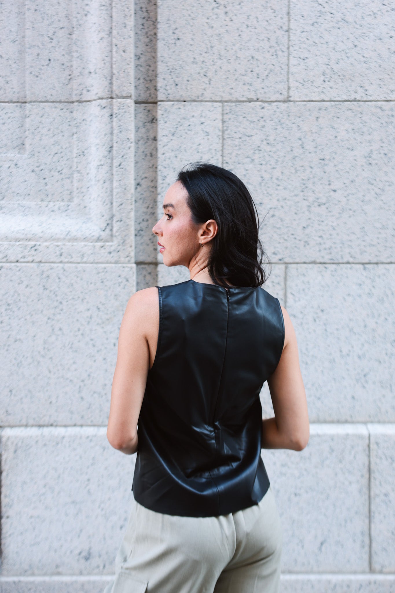 Sleek Faux Leather Sleeveless Top - Final Sale - Ardire Collection