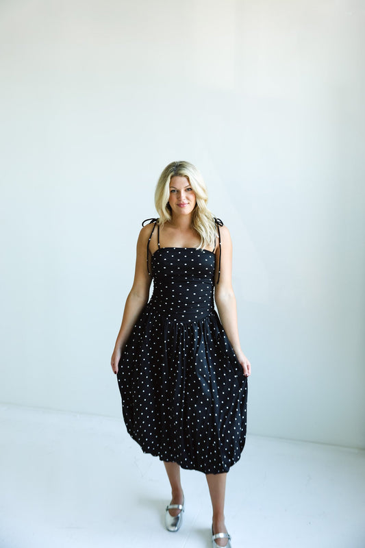 Starry Night Polka Dot Midi Dress - Final Sale - Ardire Collection