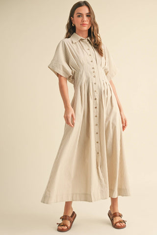 Striped Button - Down Midi Dress - Ardire Collection