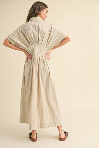 Striped Button - Down Midi Dress - Ardire Collection