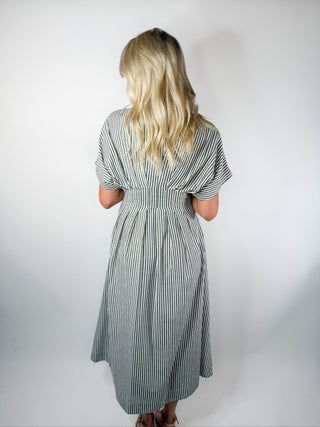 Striped Button - Down Midi Dress - Ardire Collection