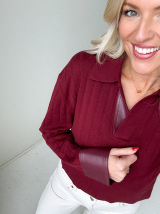 The Bordeaux Ribbed Polo Knit - Ardire Collection