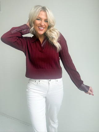 The Bordeaux Ribbed Polo Knit - Ardire Collection