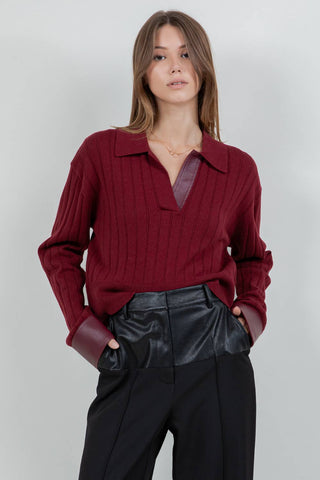 The Bordeaux Ribbed Polo Knit - Ardire Collection
