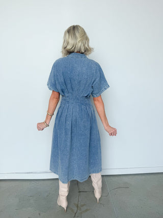The Brylee Denim Midi Dress - Ardire Collection