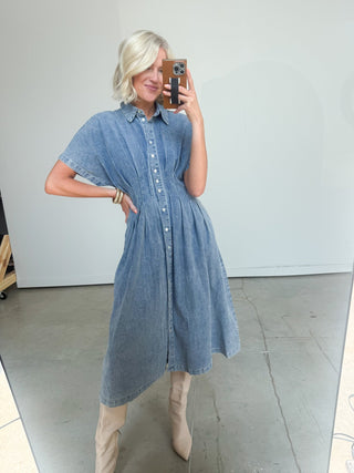 The Brylee Denim Midi Dress - Ardire Collection