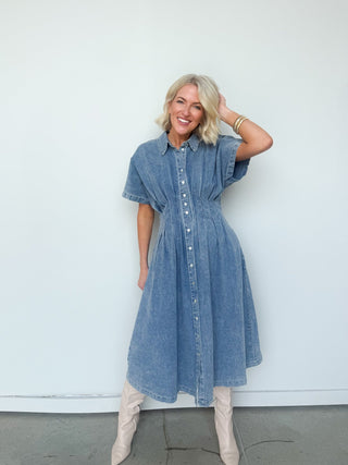 The Brylee Denim Midi Dress - Ardire Collection