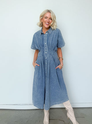 The Brylee Denim Midi Dress - Ardire Collection