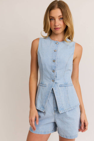 The Button - Front Denim Vest - Ardire Collection