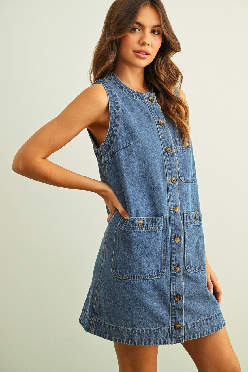 denim sleeveless dress women The Camden Denim Mini Dress – Ardire Collection