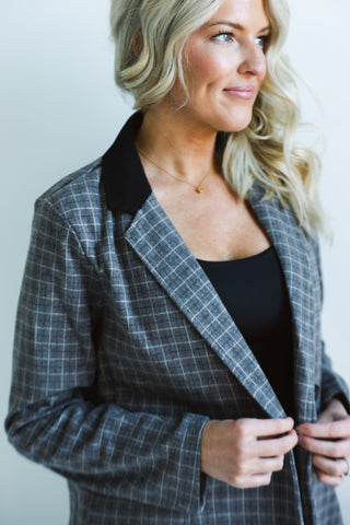 The Classic Plaid Longline Blazer - Final Sale - Ardire Collection