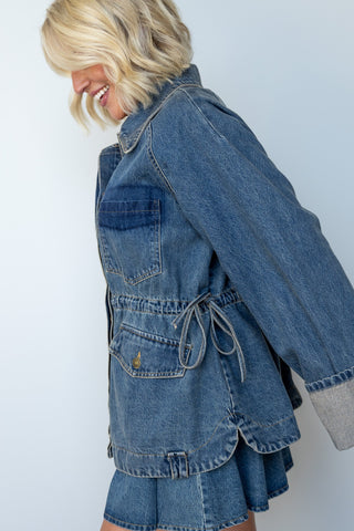 The Collins Pleated Denim Mini Skirt - Ardire Collection