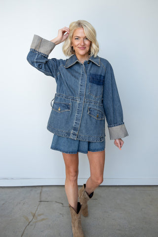 The Collins Pleated Denim Mini Skirt - Ardire Collection