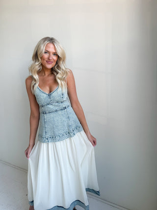 The Denim Edge Midi Dress - Ardire Collection