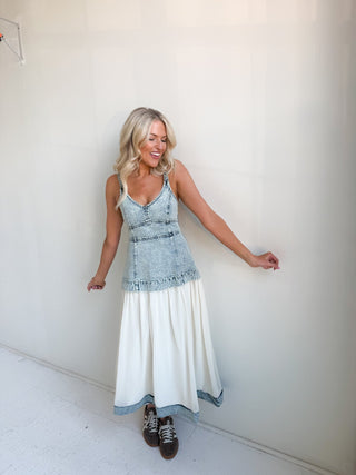 The Denim Edge Midi Dress - Ardire Collection