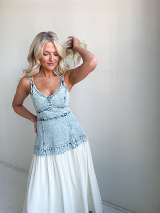The Denim Edge Midi Dress - Ardire Collection