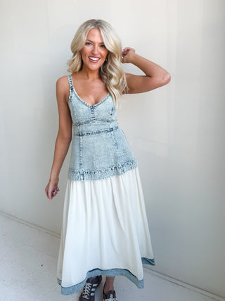 The Denim Edge Midi Dress - Ardire Collection