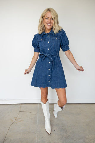 The Emaline Denim Mini Dress - Ardire Collection