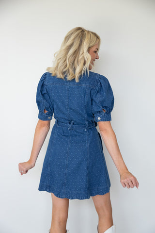 The Emaline Denim Mini Dress - Ardire Collection