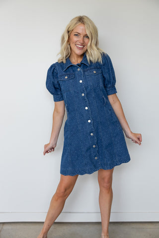 The Emaline Denim Mini Dress - Ardire Collection