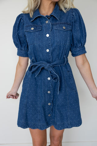 The Emaline Denim Mini Dress - Ardire Collection