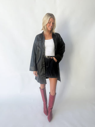 The Lennon Faux Leather Shirt Dress - Ardire Collection