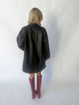 The Lennon Faux Leather Shirt Dress - Ardire Collection