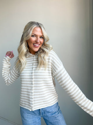 The Lila Stripe Button Knit - Ardire Collection