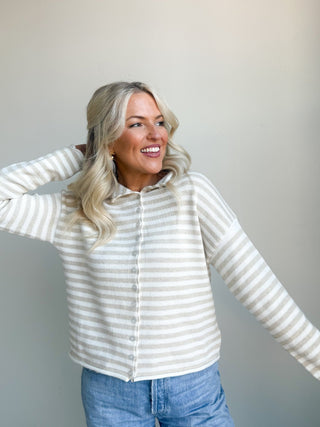 The Lila Stripe Button Knit - Ardire Collection