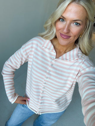 The Lila Stripe Button Knit - Ardire Collection