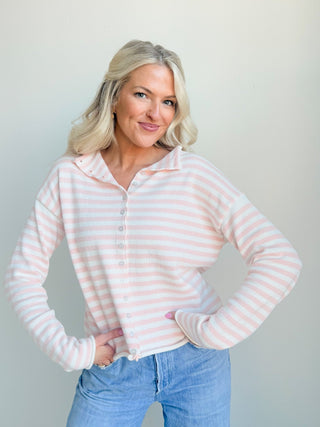 The Lila Stripe Button Knit - Ardire Collection