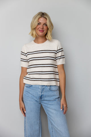 The Maren Stripe Short Sleeve Sweater - Ardire Collection