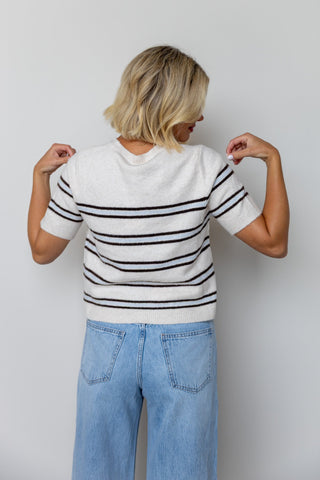 The Maren Stripe Short Sleeve Sweater - Ardire Collection