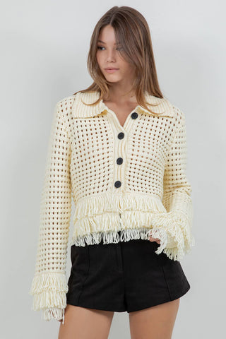 The Maribel Fringe Knit Cardigan - Ardire Collection