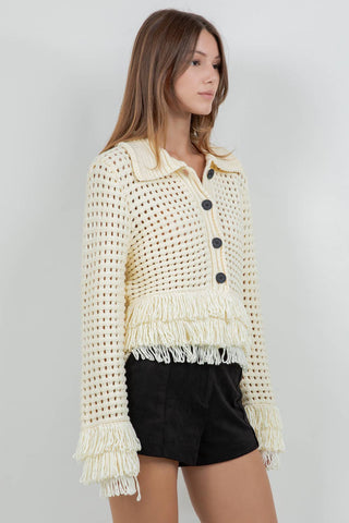 The Maribel Fringe Knit Cardigan - Ardire Collection