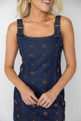 The Noelle Embroidered Denim Dress - Ardire Collection