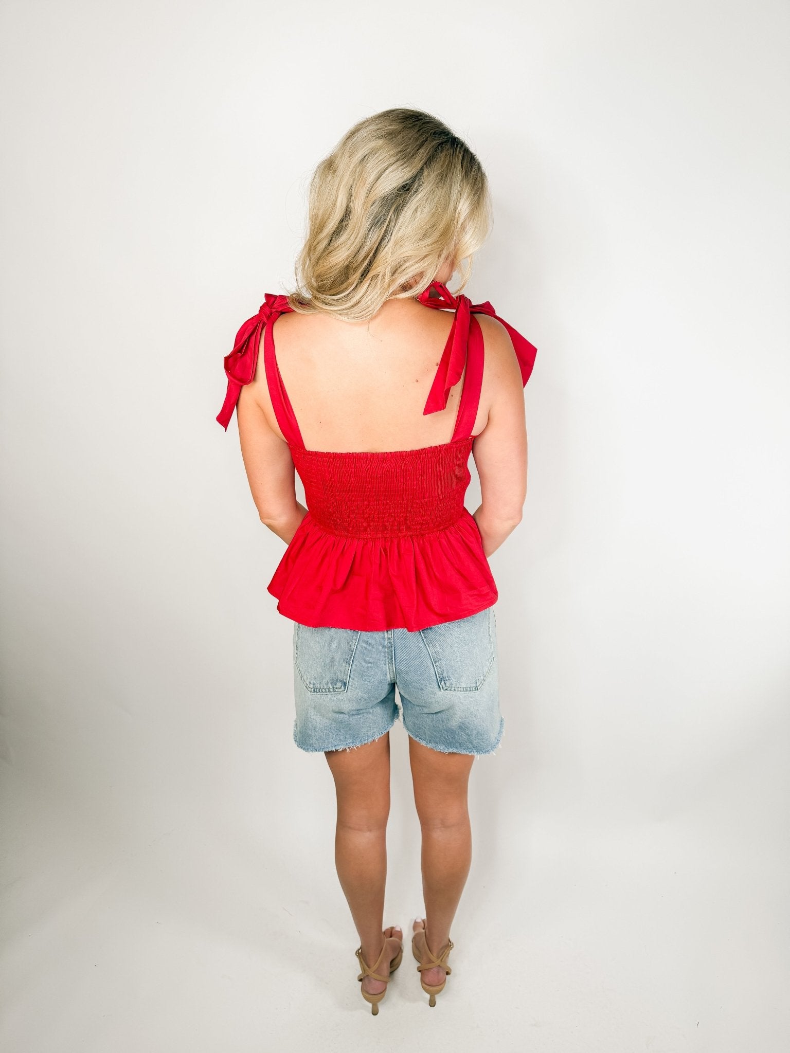The Ruby Tie Strap Peplum Top - Ardire Collection
