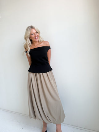 The Solene Off - Shoulder Midi Dress - Ardire Collection