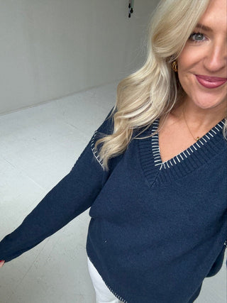 The Stitched Edge V - Neck Knit - Ardire Collection