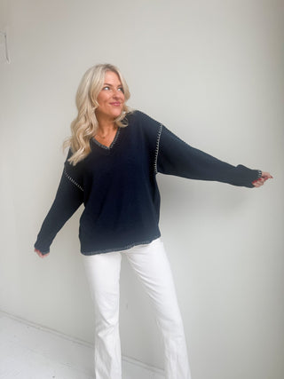 The Stitched Edge V - Neck Knit - Ardire Collection