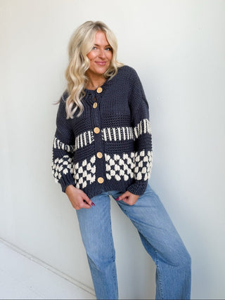 The Sutton Check Knit Cardigan - Ardire Collection