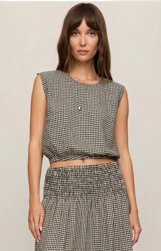 The Wendi Gingham Linen Top - Ardire Collection