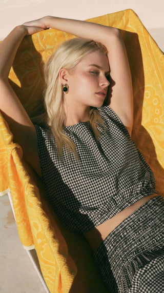The Wendi Gingham Linen Top - Ardire Collection