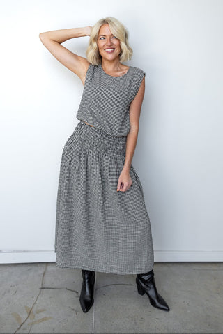 The Wendi Linen Gingham Maxi Skirt - Ardire Collection